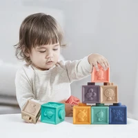 silicone building blocks toys 3d touch hand soft balls baby montessori toys soft stacking block educational toy for children