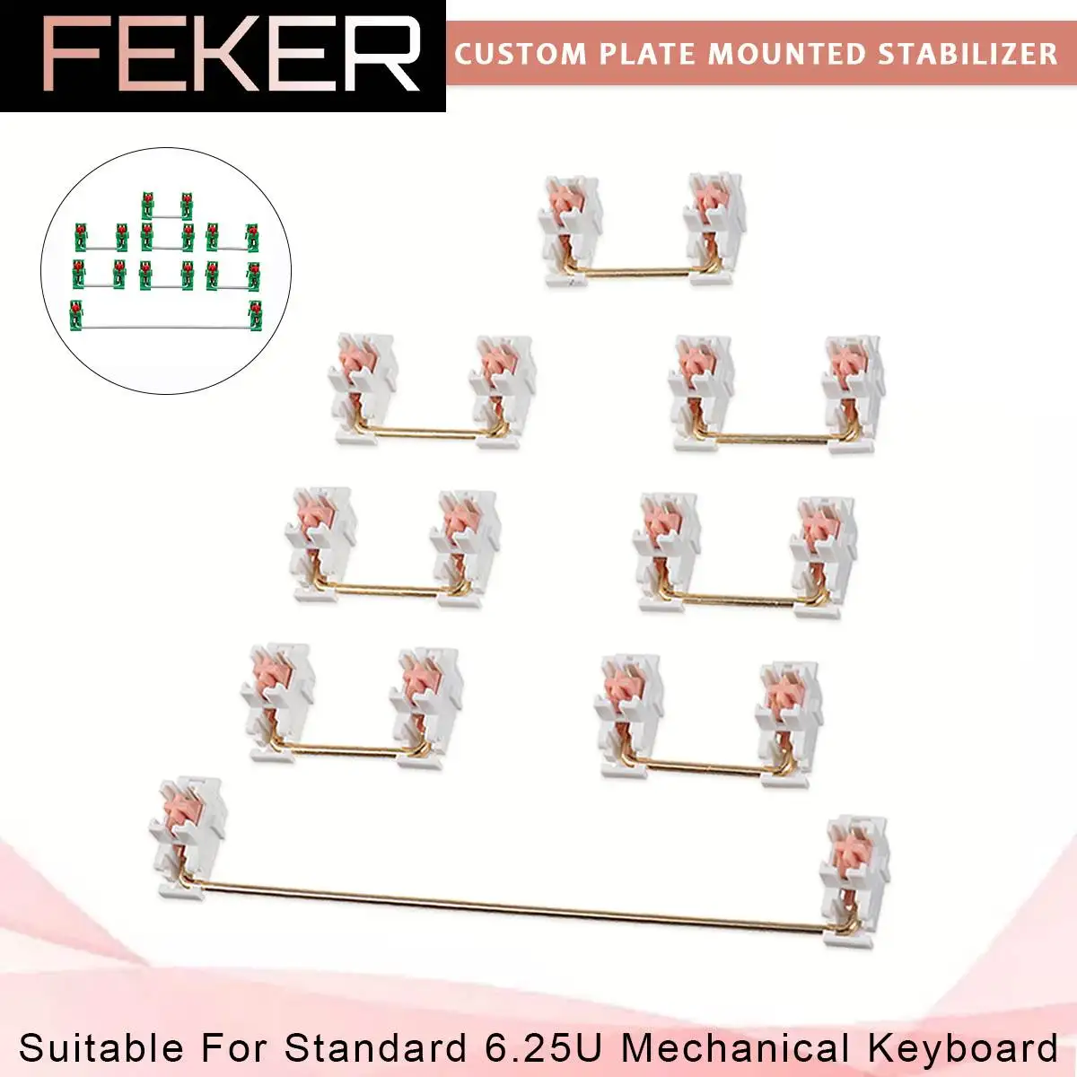 Печатная плата FEKER с установленной спутниковой осью PCB Cherry OEM стабилизатор Holy Panda цветной 6.25U 2U для механической клавиатуры модификаторные кл...