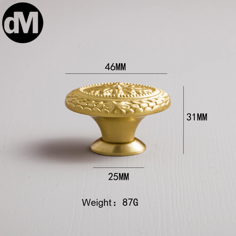 

DM Brass Gold Color Modern European Style Furniture Door Handle Luxury High End Solid Small Cabinet Pulls Wardrobe Drawer Knobs