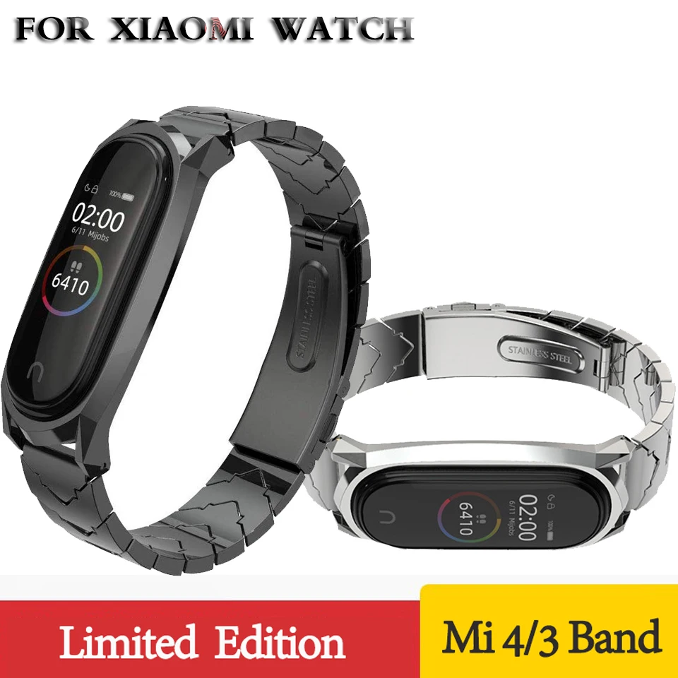 Браслет из нержавеющей стали для Xiaomi Mi Band 4 3 ремешок Miband спортивный металлический