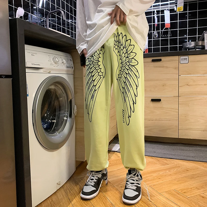 

2021 Spring Autumn Print Pants Men'S Joggers Sweatpants Punk Trousers Designer Straight Over Size Japan Harajuk Fashion Clothes