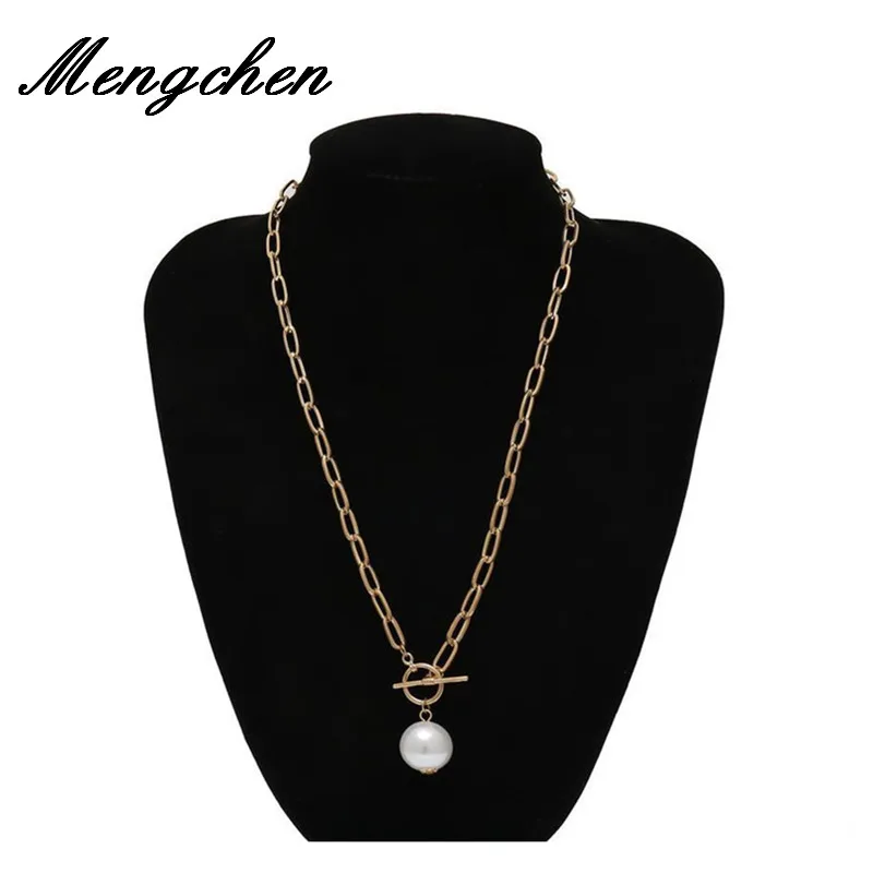

New Fashion Handmade Lock Pearl Pendant Necklace For Women Bohemian Gold Silver Color Choker Chain Necklace Jewelry