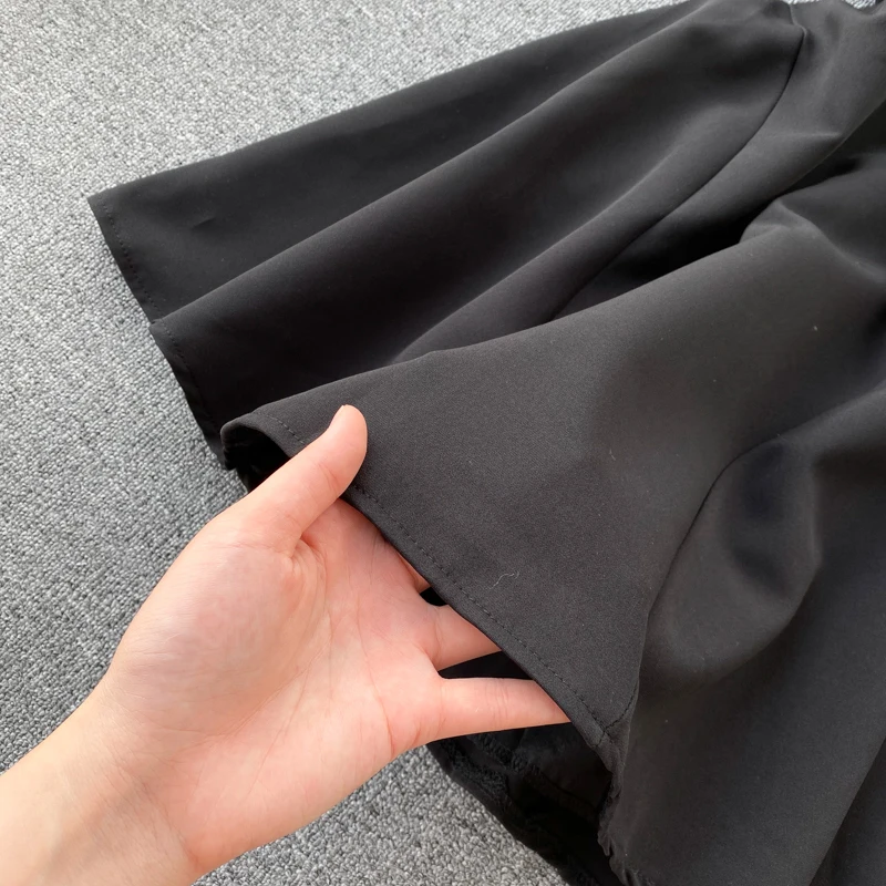 Женское короткое винтажное мини-платье во французском стиле черное платье с