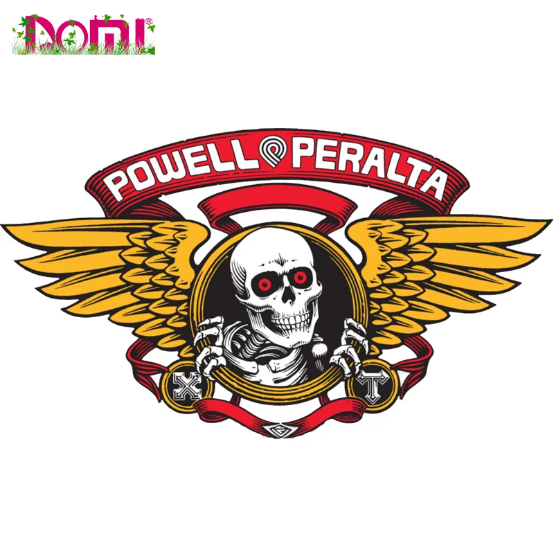 

DOMI 15X7cm Fashion Brand Logo Skateboard Sticker-Old School Ripper-Black Bones Brigade Gas Fuel Tank Cap Car Sticker Car Decal