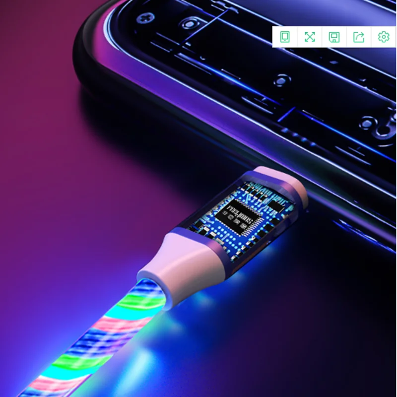 

For iphone 12 XS USB Charger flow Luminous 3 in 1 Micro Type C Charge Cable Samsung A50 A10 Huawei P30 Y5p Xiaomi 10T lite Redmi