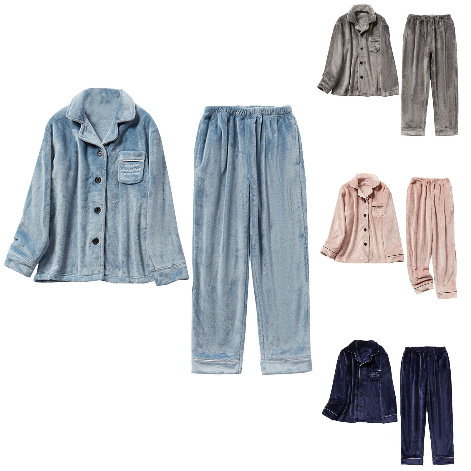 

Женский однотонный флисовый утепленный свитер из кораллового бархата и бархата для домашнего сервиса, Пижамный костюм для пар