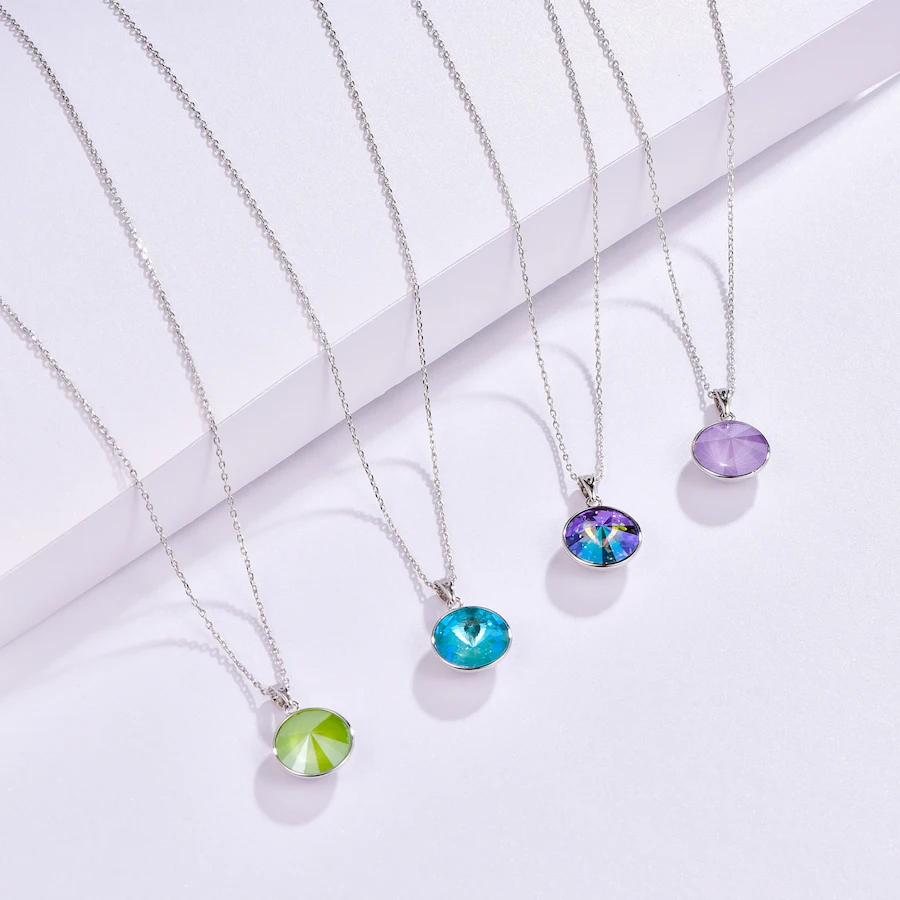 Ожерелье с кристаллами Swarovski, новая мода, круглый камень Bella RIVOLI, ожерелье с кулоном для женщин, элегантные вечерние ювелирные изделия на свадьбу