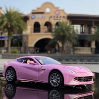 132 pink ferrari f12 super sports car model simulation alloy pull back car childrens metal toy car cake decoration boy gift