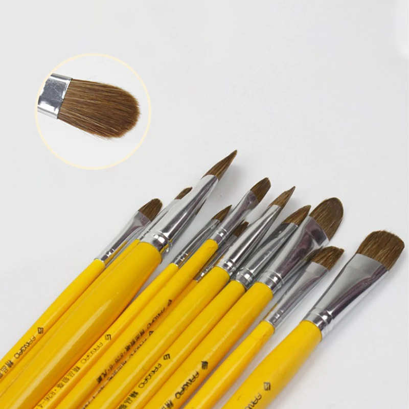 Деревянная ручка с длинным хвостом искусственная для рисования кисть акварели 6