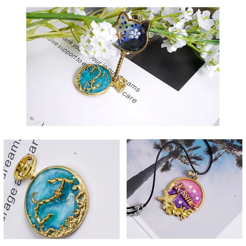 

48 Pcs/Box Mixed 12 Constellations Alloy Material UV Epoxy Resin Mold Filling Jewelry Making Filler DIY Art Crafts Decorations