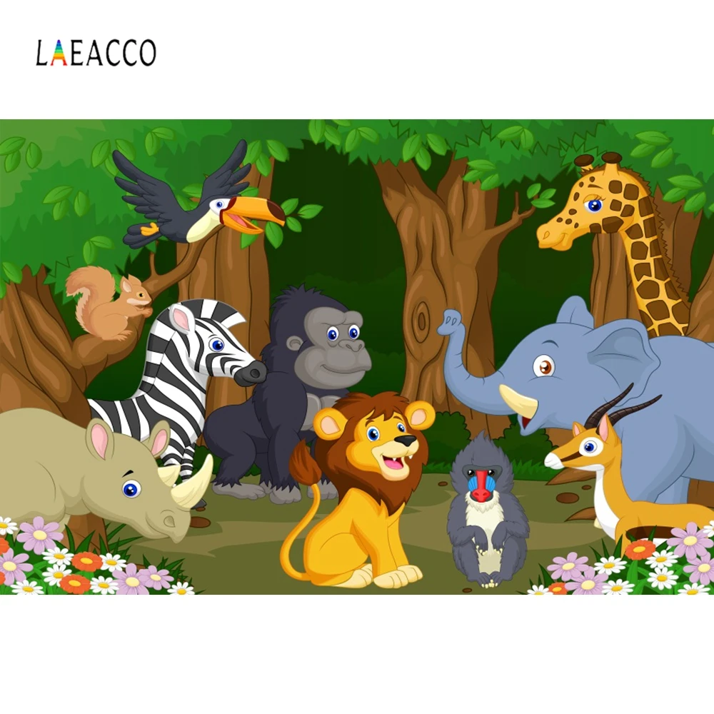 Вечерние фоны Laeacco Jungle Forest Wild Safari Animal для фотосъемки новорожденных детей на день
