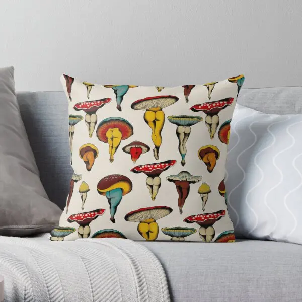 

Мягкая декоративная наволочка с рисунком грибов, не входит в комплект