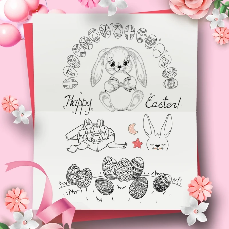 

Happy Easter DIY Silicone Clear Stamp Cling Seal Scrapbook Embossing Album Craft