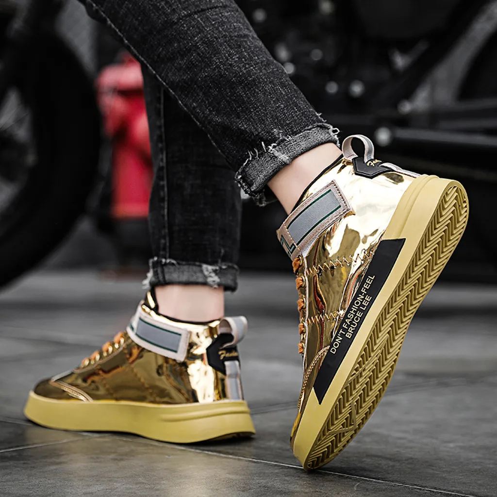 KANCOOLD Men's Shoes Colorful Mirror Trend Sneakers Men spring/autumn Nightclubs Sequins High-Top Casual 1129 | Обувь