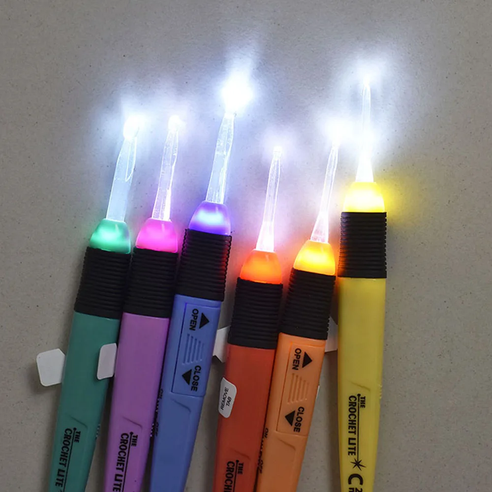 

9 pcs/lot LED Light Crochet Hooks Knitting Needles set Crafts Weaving Tool Luminous Crochet Hook DIY Knitting Needle Kit