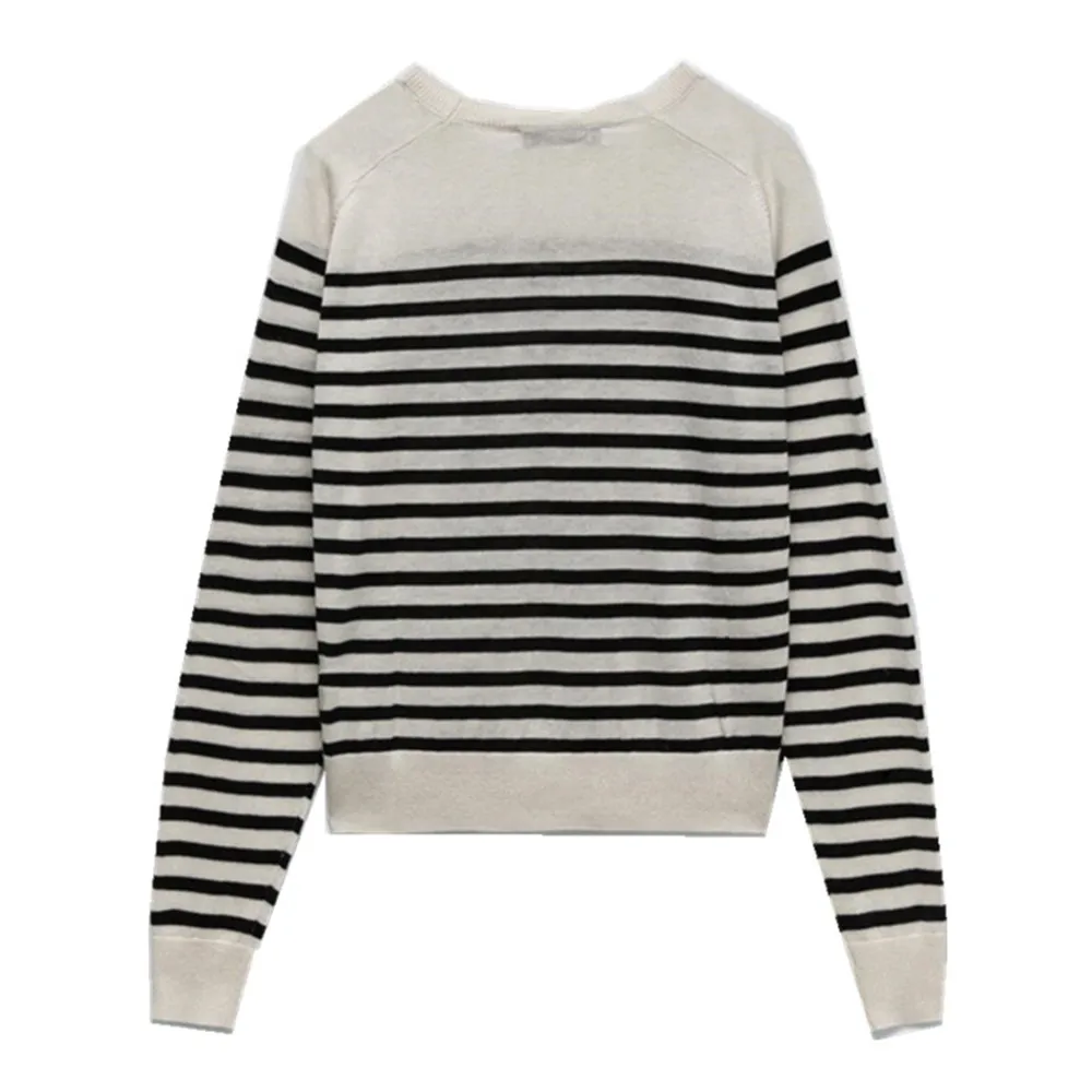 

Женский свитер в полоску, повседневный пуловер с круглым вырезом и длинным рукавом, весна-осень 2021