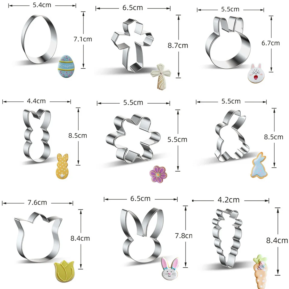 1pc Stainless Steel Easter Cookies Mold Rabbit Carrot Flower Egg Biscuit Cutter for Kids Party Decoration DIY Craft | Дом и сад