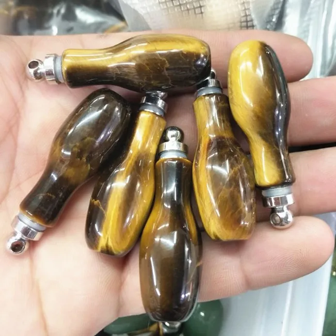 1pc nature stone pendants perfume bottle 15x36mm could put liquid rose quartz green aventurine yellow tiger eye women pendants