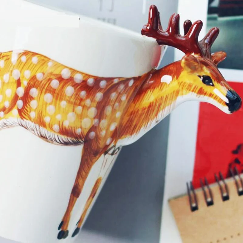 3D Творческий 400 мл кружка животных Форма рисованной Олень жираф крупного