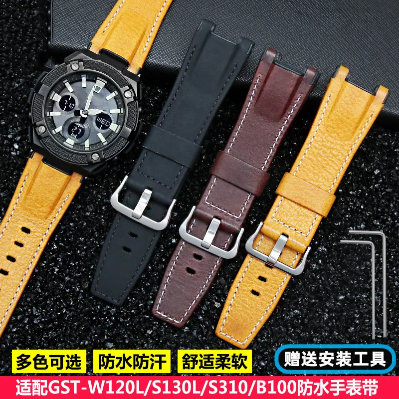 

Ремешки для часов CASIO GST-W120L/S130L/S310/B100, ремешок, Аксессуары для часов, натуральная кожа, браслет для часов, ремешок для часов