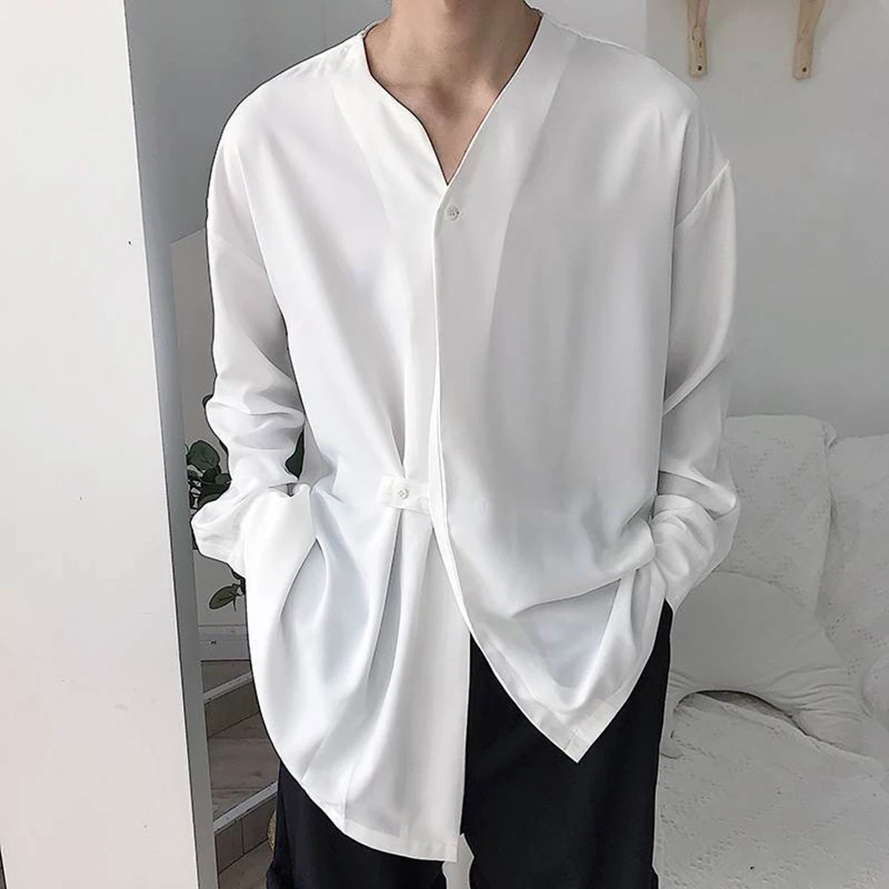 

2021 Autumn New Solid Color Long-sleeved Cardigan Loose Korean Style Blouse Fashion Casual V-neck Design Simple Women's Clothing