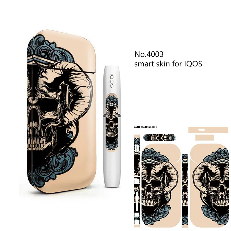 Волшебная Акула Новое поступление череп наклейка чехол для IQOS 2,4 плюс ПВХ кожи пленка для IQOS 2,4+ 2,4 p наклейка 1995-4005 - Цвет: 4003