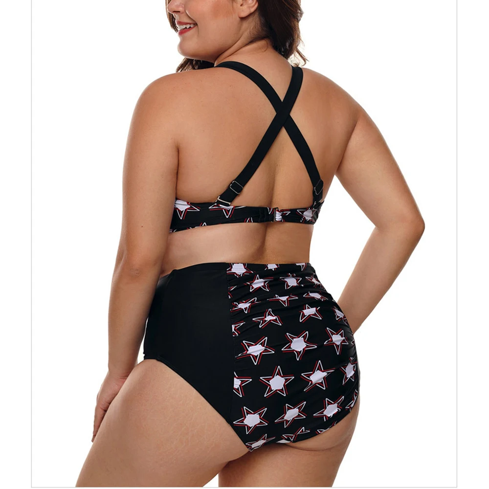 Женский купальный костюм большого размера 2 предмета танкини пляжная одежда с