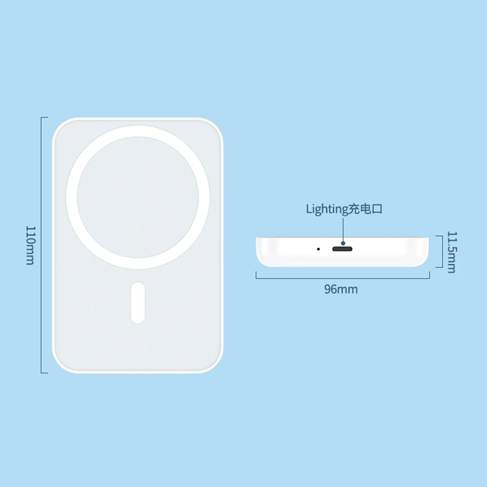 Banco de energ&iacute;a inal&aacute;mbrico magn&eacute;tico port&aacute;til, 1:1, para iphone 12, 13Pro, 12Pro, Max, 5000mAh, Mini bater&iacute;a externa para tel&eacute;fono m&oacute;vil-3