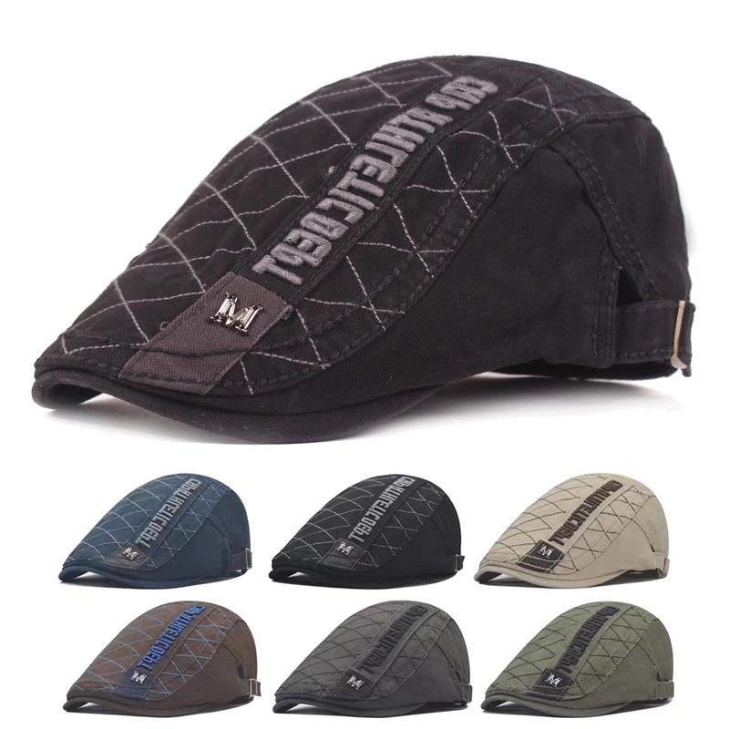 

Хлопковая корейский берет для мужчин среднего возраста дышащая Солнцезащитная шляпа с вышивкой сочетающихся цветов Солнцезащитная шляпа ...