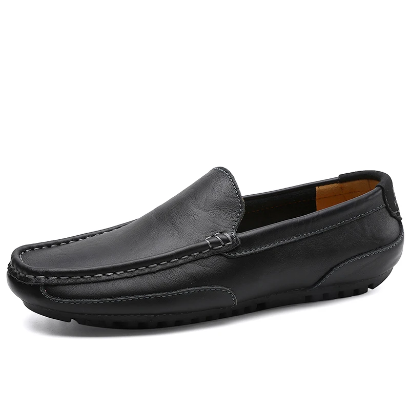

Genuine Leather Men Casual Shoes Brand Italian Men Loafers Moccasins Breathable Slip on Black Driving Shoes Plus Size 37-47