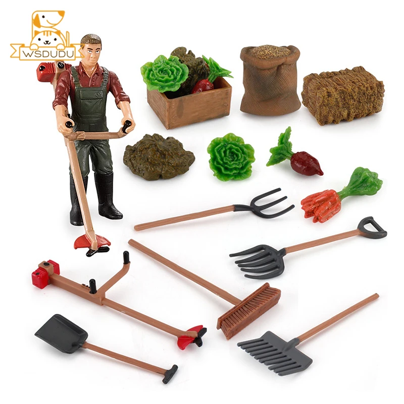 Fork Farm Action Figures Simulation Toys Scene Tools Model Man Flower Plant Accessories Sand Table Game Education Figurines Gift | Игрушки и