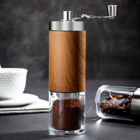 wood grain coffee grinder silver mini stainless steel hand manual handmade coffee bean burr grinders mill kitchen tool grinders