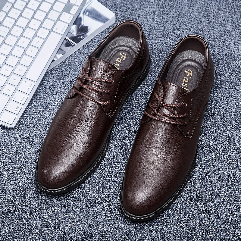 

Мужские повседневные туфли для отдыха, черные кожаные туфли на плоской подошве, весна 2020