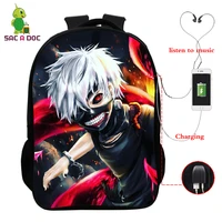 16 inch japanese anime backpack cosplay satchel school shoulder laptop bag tokyo ghoul rucksack children backpacks travel bags