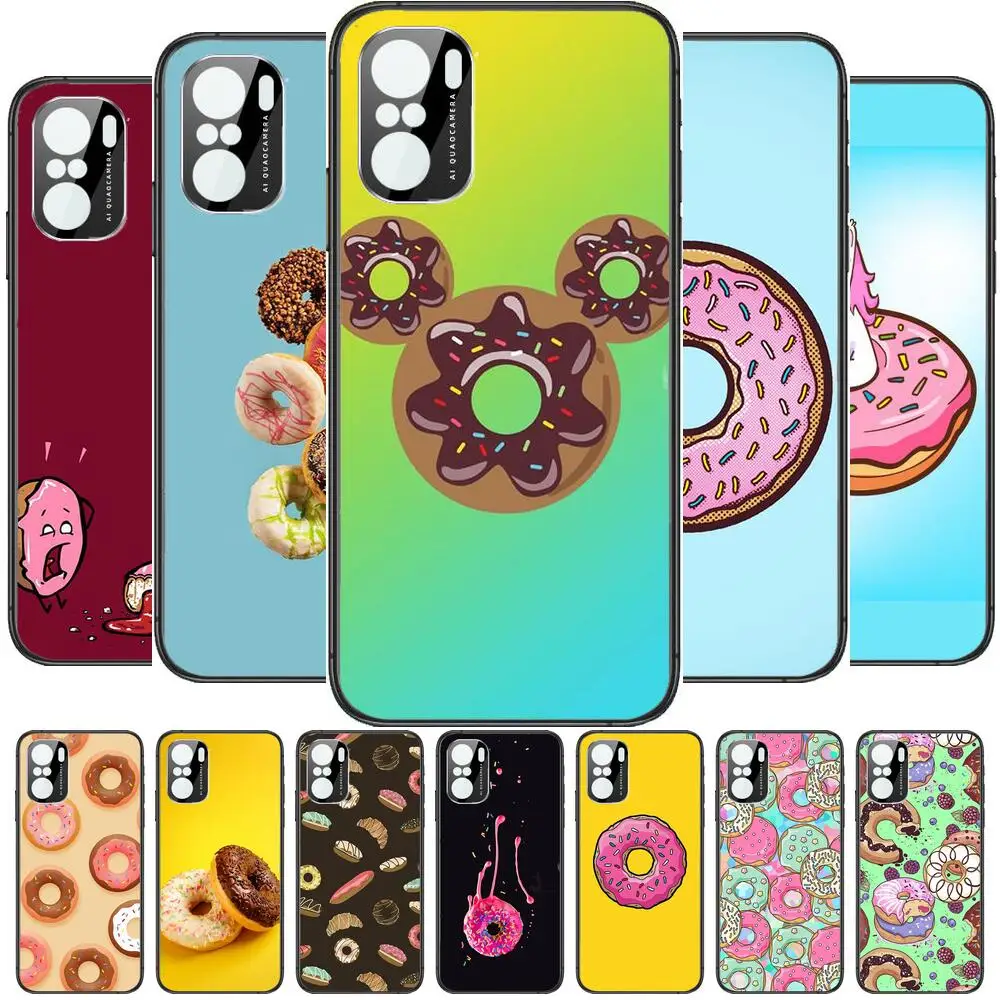 

Gourmet donut style Phone Case For xiaomi redmi POCO F1 F2 F3 X3 Pro M3 9C 10T Lite NFC Anime Black Cover Silicone Back Prett mi