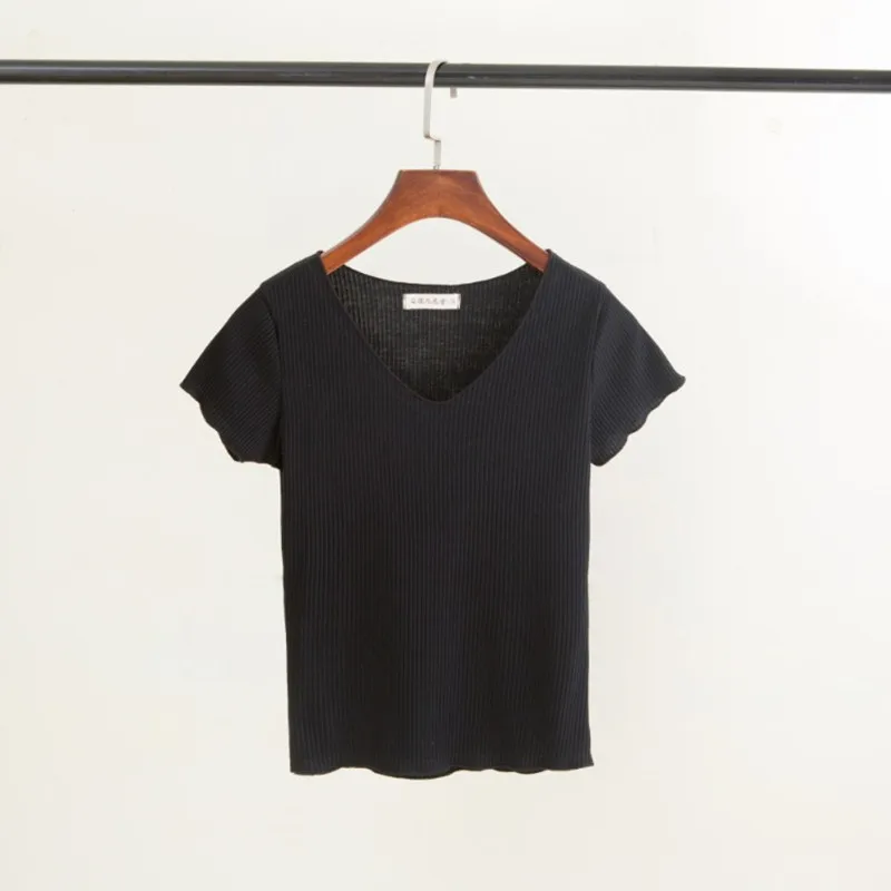 Новинка 2020 летняя женская футболка модные вязаные футболки с коротким рукавом