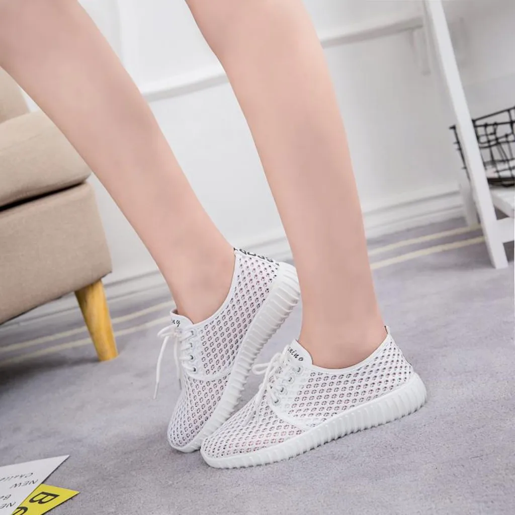 Женские однотонные спортивные кроссовки с дышащей сеткой повседневная обувь для