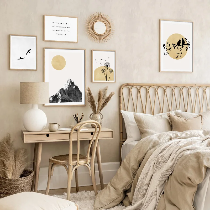 

Dandelion Bird Moon Illustration Wall Art Canvas Painting Posters Print + Nordic Pictures Home Decoration Room Decor Pictures