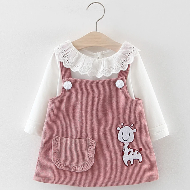 Menoea/осеннее платье для новорожденных девочек Весенняя Корейская одежда с