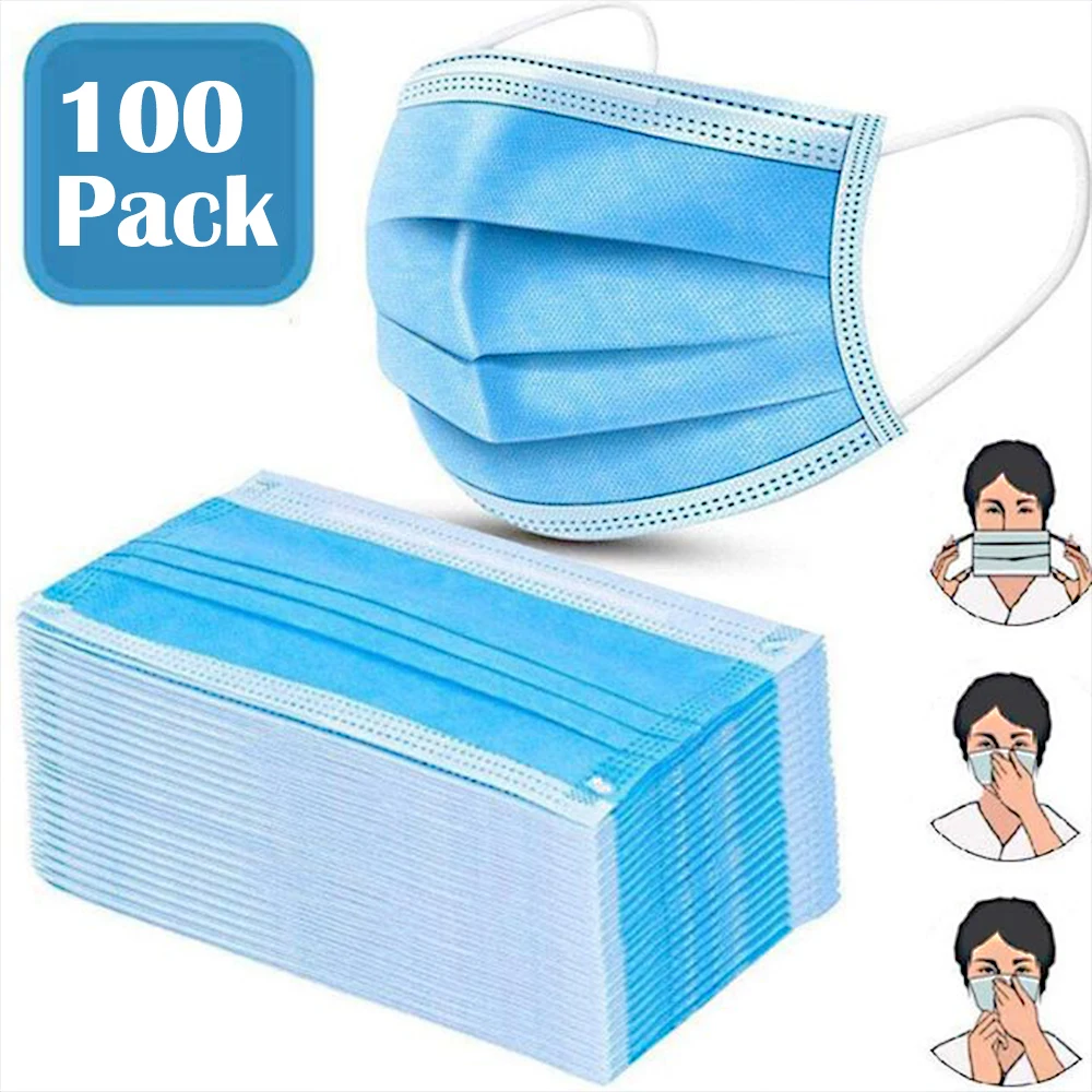 Маска для лица 3 слоя маски рта нетканые Плавленая ткань защитные противопыльные