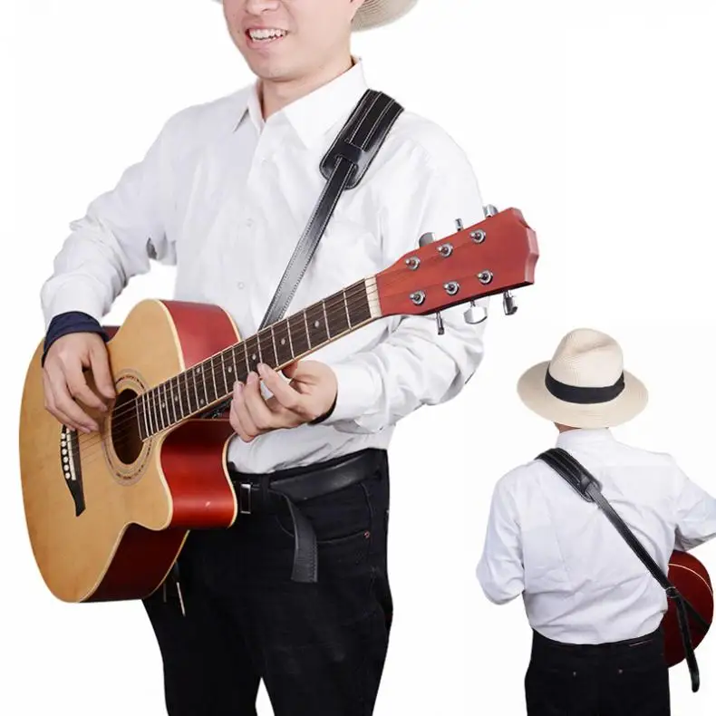 

Adjustable Genuine Leather Cowhide Guitar Strap for Acoustic Electric Guitar Bass