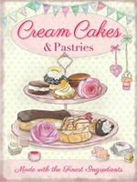 cream cakes pastries vintage kitchen cafe restaurant kitchen celebration restaurant cafe cake dessert store signs posters bar