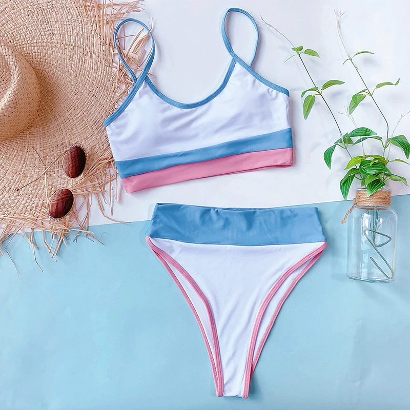

New Sexy High Waist Women Swimsuit 2021 Bikini Set Patchwork Push Up Women Swimwear Brazilian Beach bathing suit Female Biquini