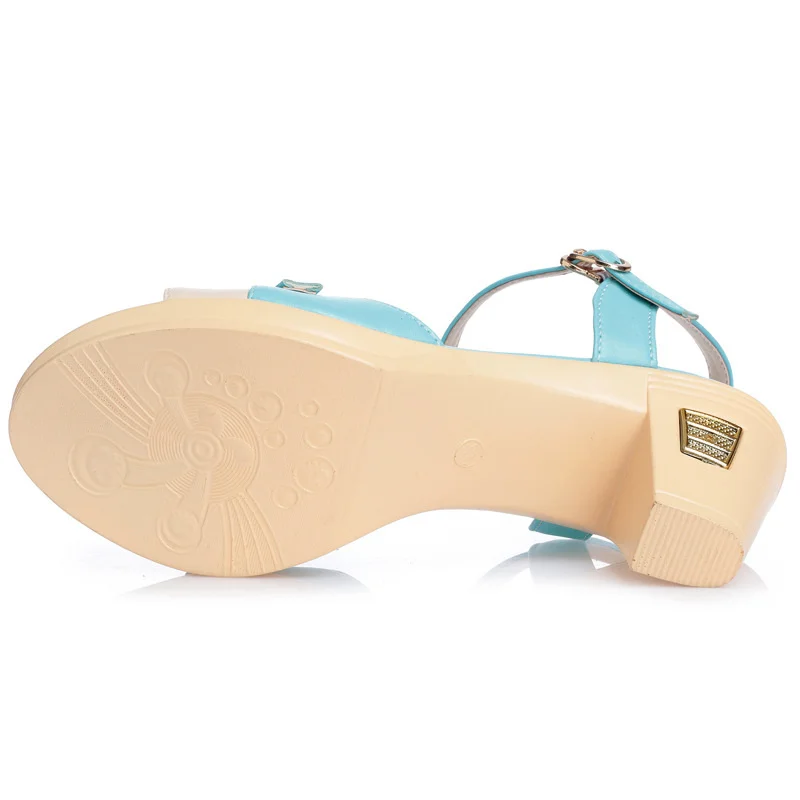 

Summer new women's sandals leather middle heel color matching sandals children's Korean version simple fashion THICK HEEL
