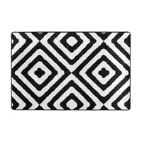 BLACK AND WHITE GEOMETRIC Doormat Carpet Mat Rug Polyester Anti-slip Floor Decor Bath Bathroom Kitchen Living Room 60x90
