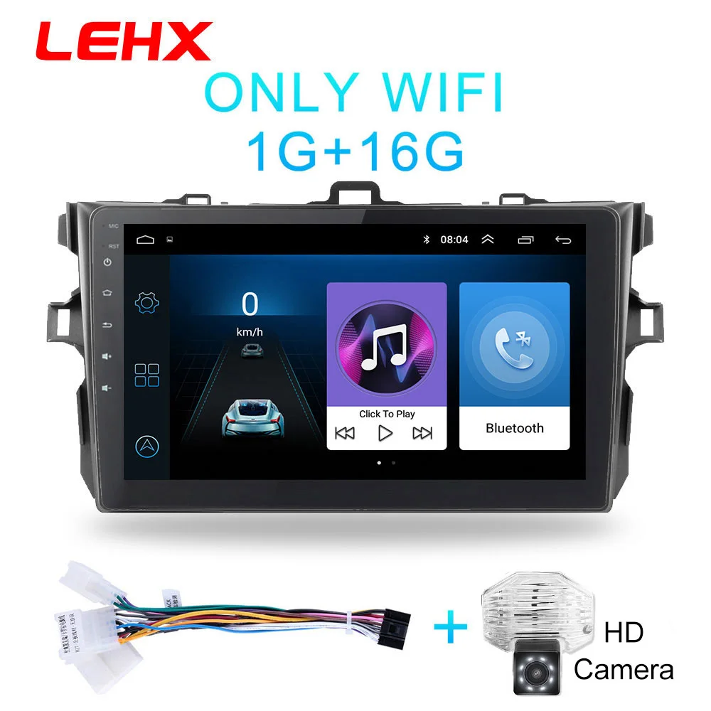 LE916-UI1-CAM LEHX автомобиль радио Android 8,1 мультимедийный плеер для Защитные чехлы для сидений, сшитые специально для Toyota Corolla E140/150 2006 2007-2009 2010 2011 2012 2013 WI-FI gps навигации - Цвет: LE916-UI1-CAM
