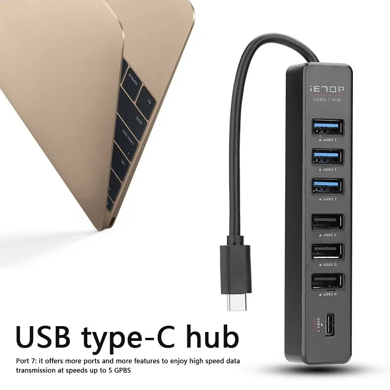 портативный usb хаб 7 порты 5 гбит