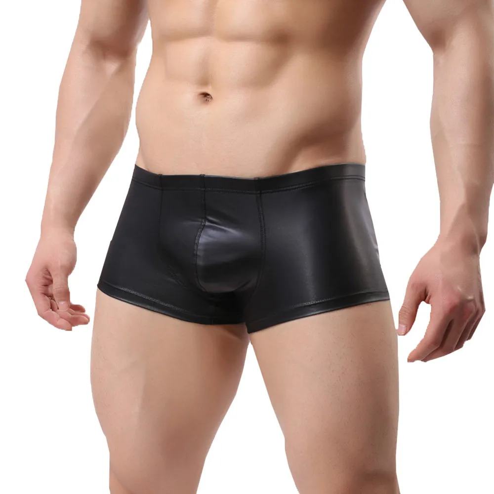 

Men Porno Underwear Sexy Briefs Mens Cortex Leather Underpants Cueca U Pouch Male Panties Mens briefs Gay Hot Erotic Underwear