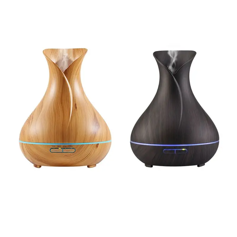 

400ml Wood Grain Ultrasonic Essential Oil Diffuser Light AU US UK EU Aroma Aromatherapy Fine Fog Humidifier Anti Slip Base Room