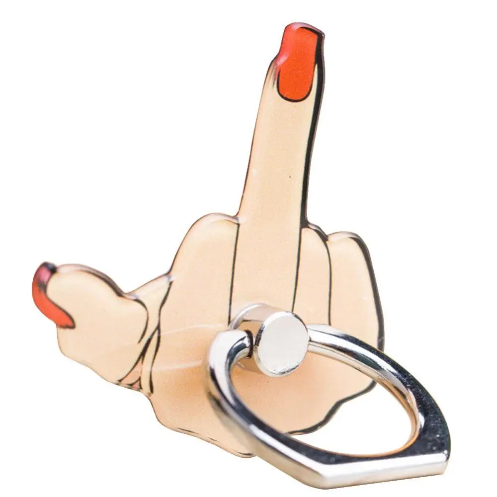 Забавный вращающийся держатель-подставка с кольцом на средний палец для iPhone Samsung